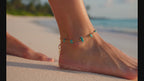 Chaîne de Cheville Dorée  Pierres Naturelles Turquoise • Collection Tropical Gold