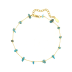 Chaîne de Cheville Dorée Pierres Naturelles Turquoise • Collection Tropical Gold • Atelier Zolya